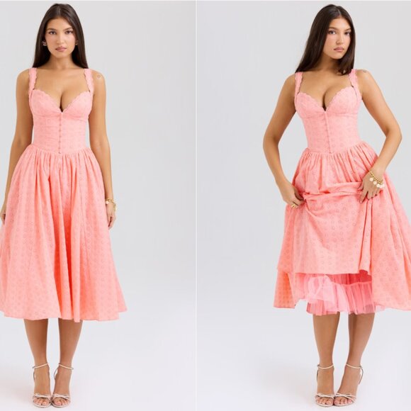 House of CB Dresses & Skirts - House of CB 'Adalyn' peach broderie anglais midi sundress NWOT Small